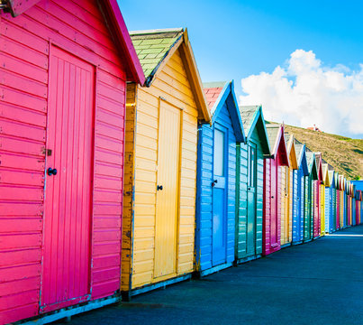 Colorful beach huts