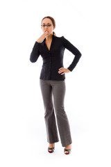 Fototapeta premium model isolated on plain background tired bored yawning