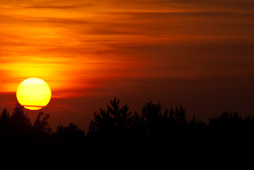 Sun Setting in a Smoky Western Sky