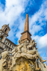 Fototapeta na wymiar Fountain at Piazza Navona - Navona square in Rome, Italy