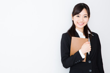asian businesswoman on white background