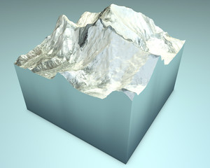 Lhotse e Everest. Montagne Himalaya. Vista satellitare 3d - obrazy, fototapety, plakaty