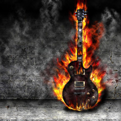 Fototapeta premium The burning guitar