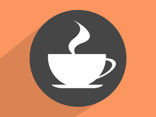 Coffee cup sign icon  Hot coffee button ,Flat design style