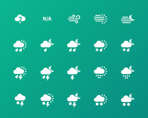 Weather icons on green background.
