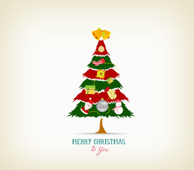 Fototapeta na wymiar vintage christmas tree with icon and element