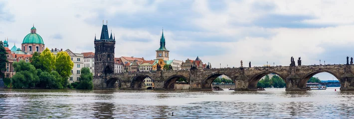 Acrylic prints Charles Bridge Karlov or charles bridge and river Vltava in Prague in summer