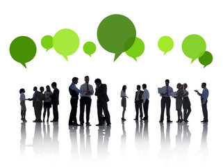 Silhouette of People and Business Communications