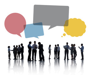 Business People Discussing with Speech Bubbles