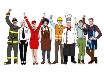 Group of Diverse Multiethnic People with Different Jobs