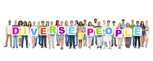 Large Group of Diverse Multi-Ethnic People Holding the Words 