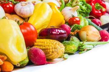 Group of fresh vegetables isolated on white