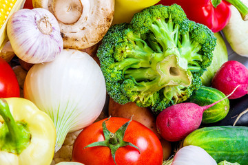 Group of fresh vegetables isolated on white