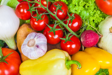 Group of fresh vegetables isolated on white
