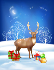 Vector Christmas Winter Night Background