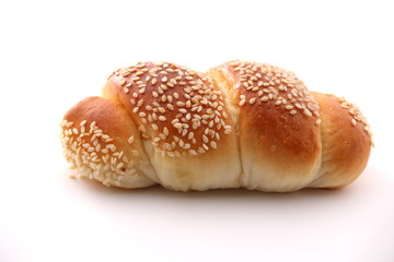 bread with sesame on white background.