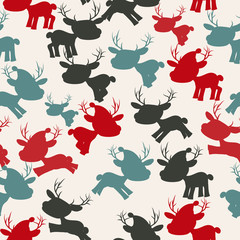 Naklejka premium christmas reindeer seamless pattern