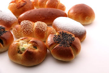 fresh bread roll with white bakgrond