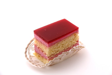 Slice piece of Strawberry layer cake