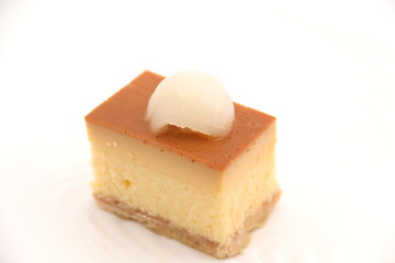 Pieces of a delicious custard cake.