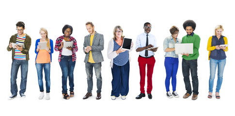 Multiethnic Group of People Using Digital Devices