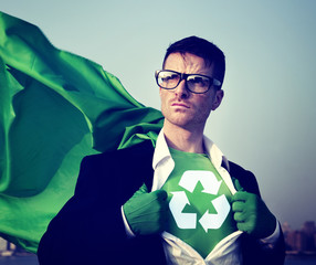 Superhero With Recycling Symbol on Outfit