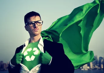 Foto op Canvas Superhero With Recycling Symbol on Outfit © Rawpixel.com
