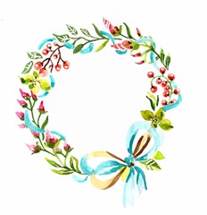 Watercolor floral frame