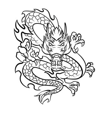 Dragon Tattoo Vector Illustration