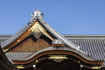 Roof of Japan shrine architecture details