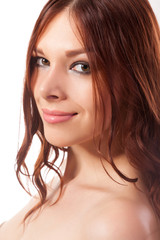 Naklejka premium Portrait of young woman with red hair