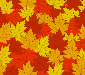 Naklejka na ściany i meble autumn maple leaves seamless pattern