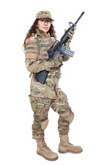 Beautiful army girl with rifle