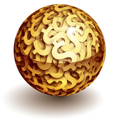 Vector sphere of gold dollar signs