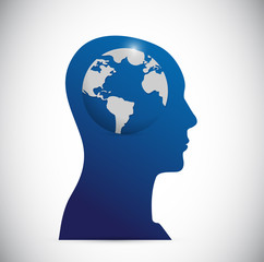 head and globe illustration design