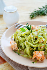 nutritious pasta with slices of fish