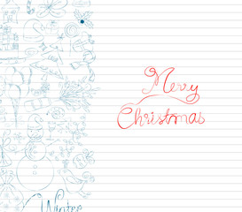 winter doodle with element christmas card