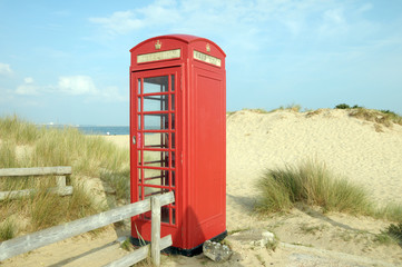 Phone booth on Studland Beach, Dorset