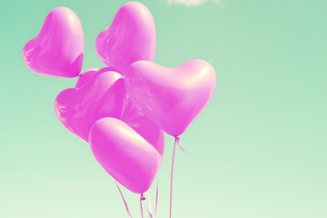 Bunch of purple heart-shaped balloons