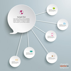 White Speech Bubble 5 Circles Silver Background