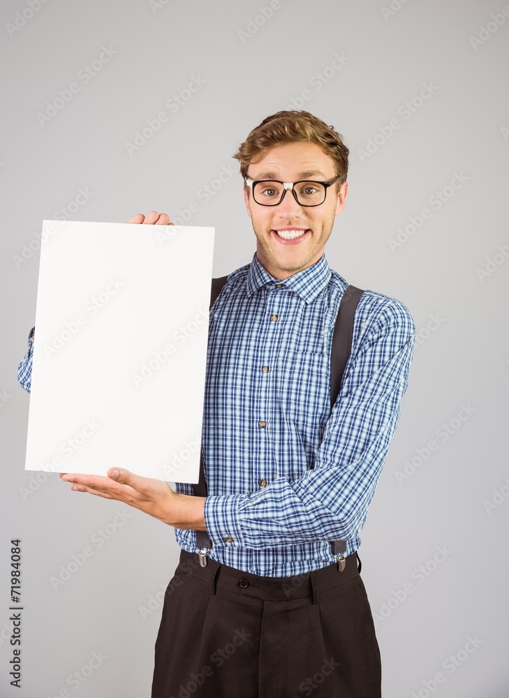 Aufkleber geeky hipster showing a card