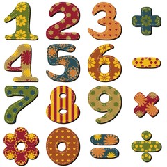 Naklejka premium scrapbook numbers and signs on white background