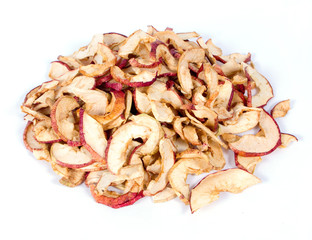 Dried apple sleces isolated on white background