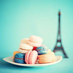 Vintage macaroons in a plate