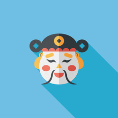 Chinese New Year flat icon with long shadow,eps10, God of wealth