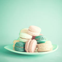Vintage macaroons in a plate