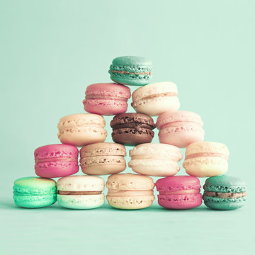Vintage macaroons in a pyramid
