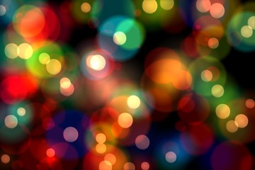 Colourful glowing dots on black