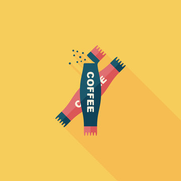 3 in 1 coffee flat icon with long shadow,eps10