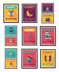 Halloween poster banner design flat background set, eps10